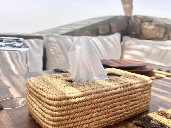 Handwoven Raffia Tissue Box Cover – Boho Natural Home Decor