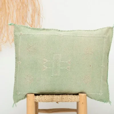 Handmade Cactus Silk Cover - Moroccan Berber Pillow | Vintage Boho Cushion