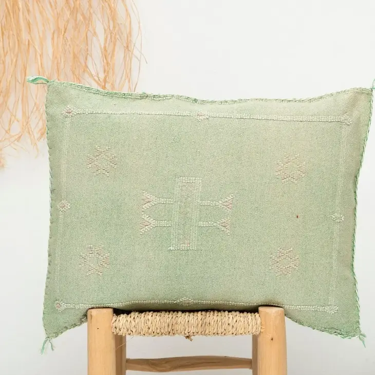 Handmade Cactus Silk Cover - Moroccan Berber Pillow | Vintage Boho Cushion
