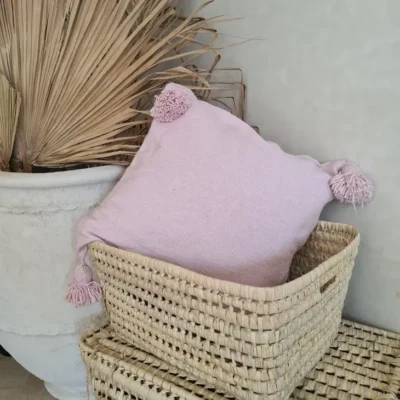 LIGHT PINK POMPOM CUSHION