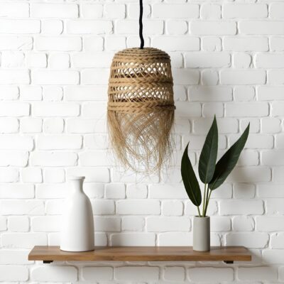 Handwoven Moroccan Straw Pendant Light – 3 Sizes | Natural Boho Hanging Lamp