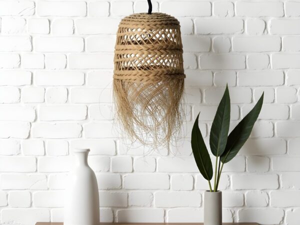 Handwoven Moroccan Straw Pendant Light – 3 Sizes | Natural Boho Hanging Lamp