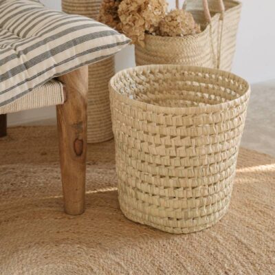 Handwoven Round Palm Leaf Basket – Versatile Moroccan Storage & Decor