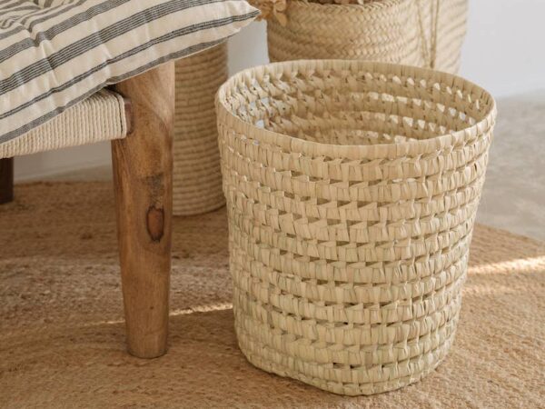 Handwoven Round Palm Leaf Basket – Versatile Moroccan Storage & Decor
