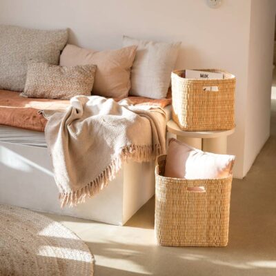 Handwoven Jonc Storage Basket – 2 Sizes | Moroccan Home Organizer