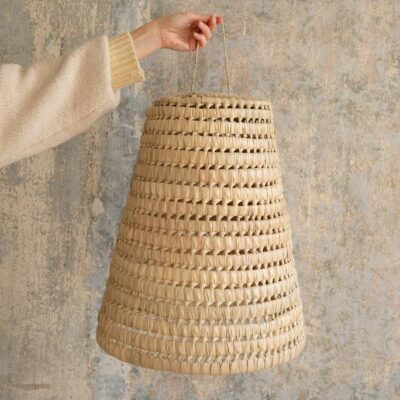 Handwoven Palm Leaf Pendant Light – Moroccan Boho Ceiling Lamp