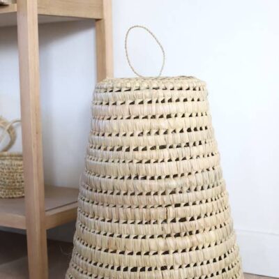 Handwoven Palm Leaf Pendant Light – Moroccan Boho Ceiling Lamp