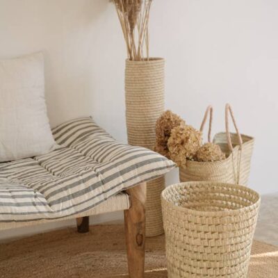 Handwoven Round Palm Leaf Basket – Versatile Moroccan Storage & Decor