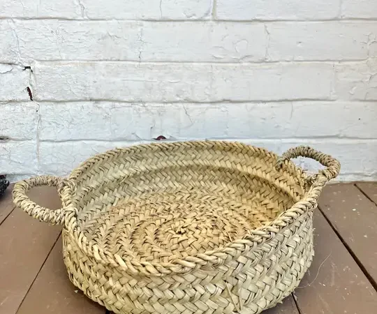 Moroccan Wicker Bag – Handwoven Natural Straw Purse (12″ x 2.5″)