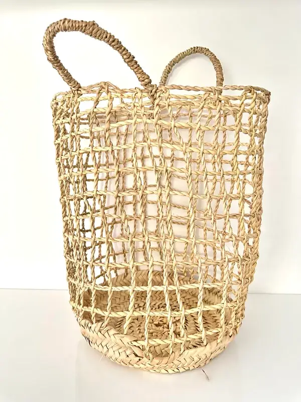 Bohemian Basket – Handwoven Palm Leaf Storage & Decorative Basket