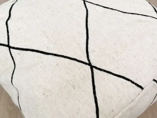 Black and white woollen bean bag