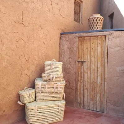 GRANDE MALLE PALMIER & CUIR - Artisanat Marocain