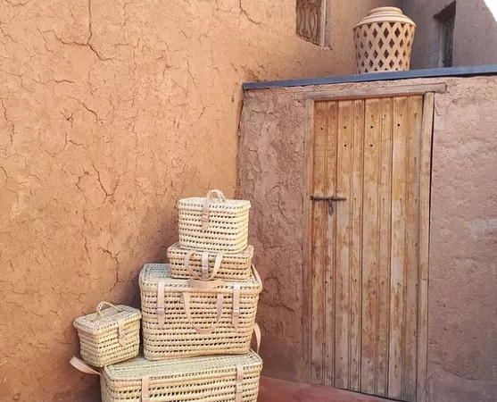 GRANDE MALLE PALMIER & CUIR - Artisanat Marocain