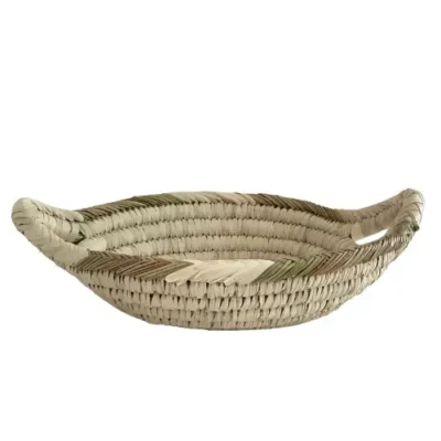 Handwoven Oval Basket – Natural Palm Leaf Storage & Serving Tray