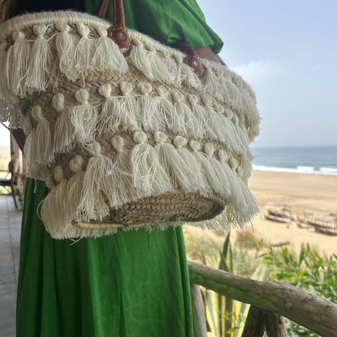 Pompom and Fringe Basket – Handmade Bohemian Chic Decor & Storage