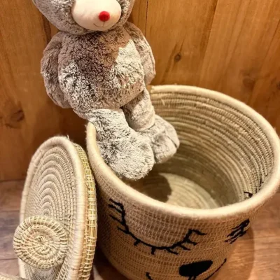 Bear Basket – Handwoven Moroccan Storage with Adorable Bear Ears