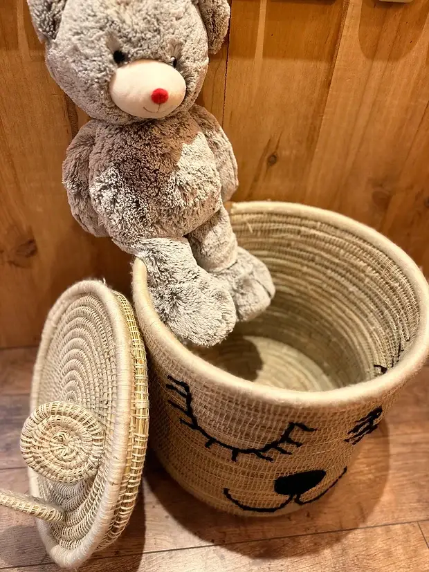 Bear Basket – Handwoven Moroccan Storage with Adorable Bear Ears