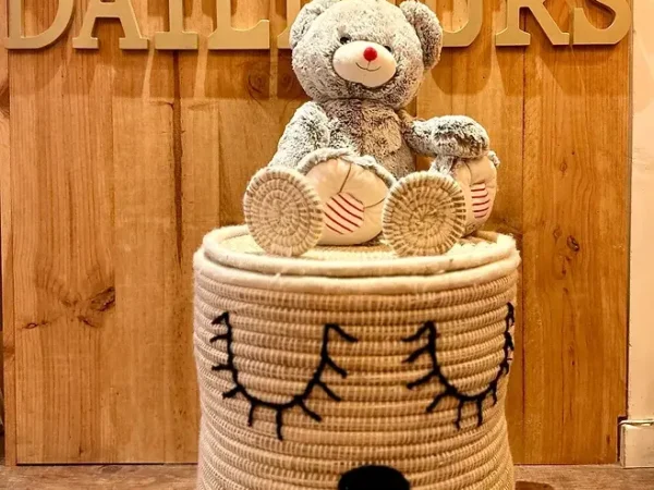 Bear Basket – Handwoven Moroccan Storage with Adorable Bear Ears