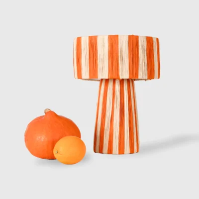 70-2.webp Handcrafted Moroccan Raffia Lamp – Boho Pendant Light in Fig, Pumpkin, or Rainbow
