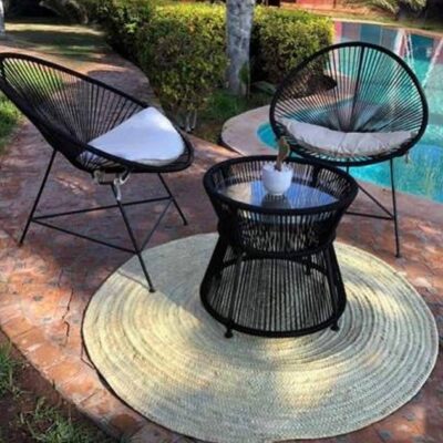 🌸🛏️ Round Braided Carpet in Palm Leaf