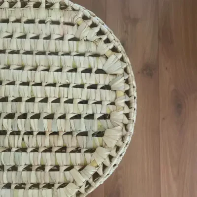 Handwoven Small Round Laundry Basket – Eco-Friendly Palm Leaf Storage