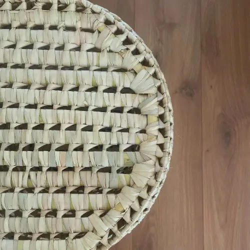 Handwoven Small Round Laundry Basket – Eco-Friendly Palm Leaf Storage