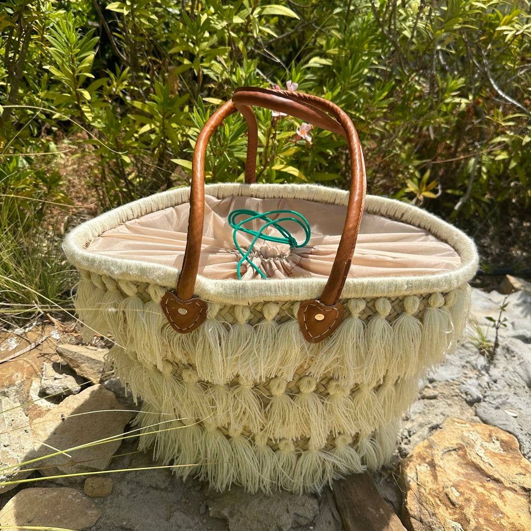 Pompom and Fringe Basket – Handmade Bohemian Chic Decor & Storage