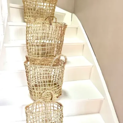 Bohemian Basket – Handwoven Palm Leaf Storage & Decorative Basket