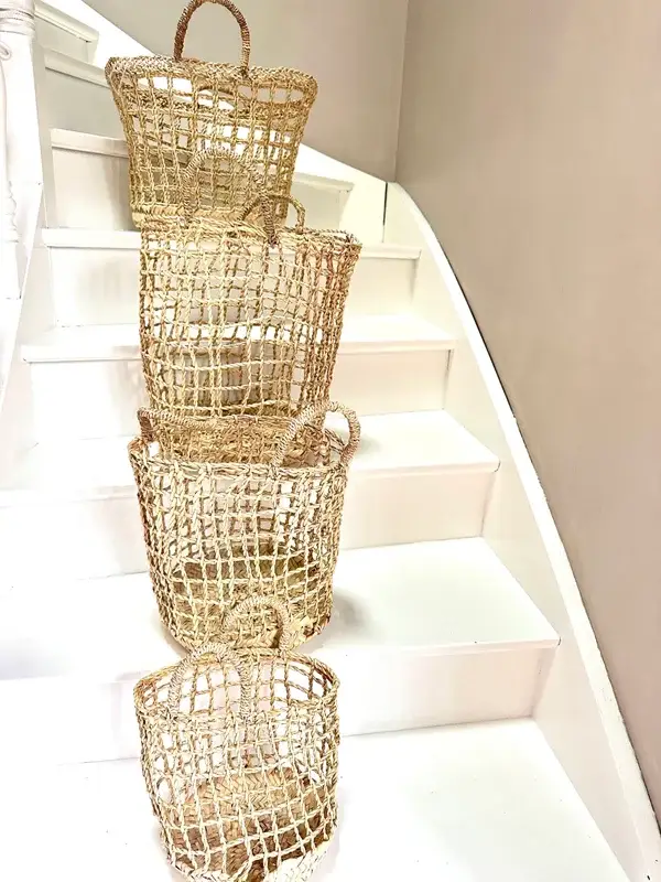 Bohemian Basket – Handwoven Palm Leaf Storage & Decorative Basket