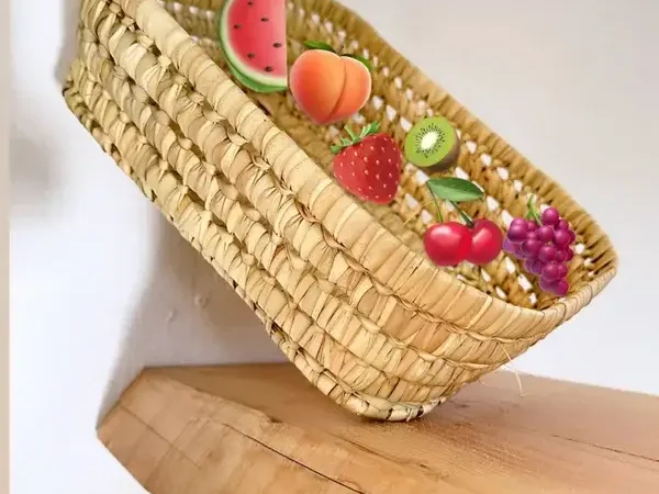 Handwoven Basketball Bread & Fruit Basket – Rustic Kitchen & Dining Decor