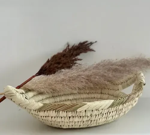 Handwoven Oval Basket – Natural Palm Leaf Storage & Serving Tray