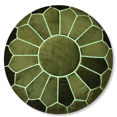 Velvet Pouffe – Neon Green | 55x35 cm Handcrafted Round Ottoman