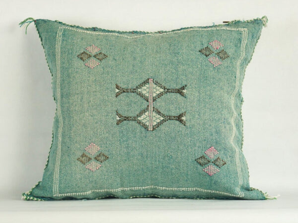 Moroccan Cactus Silk Pillow Cover – Handmade Berber Sabra Cushion | Bohemian Decor (50×50 cm / 60×40 cm)