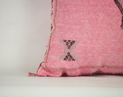 Light Pink Moroccan Cactus Silk Pillow Cover – Handwoven Sabra Cushion with YKK Zipper (50×50 cm / 60×40 cm)