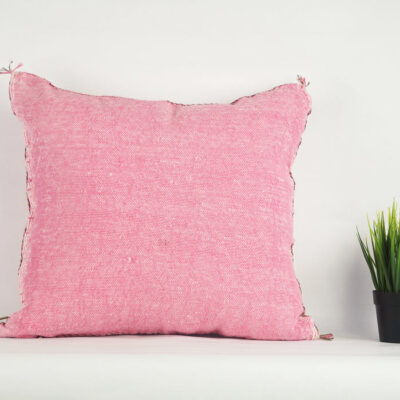 Light Pink Moroccan Cactus Silk Pillow Cover – Handwoven Sabra Cushion with YKK Zipper (50×50 cm / 60×40 cm)