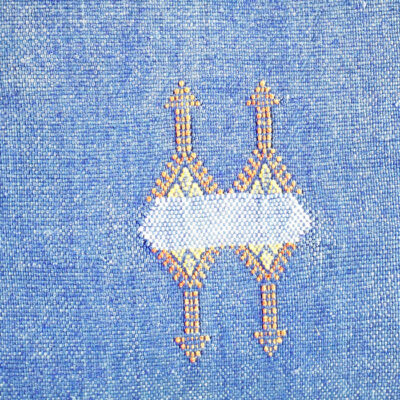 Navy Blue Moroccan Cactus Silk Pillow Cover – Handwoven Sabra Cushion (50×50 cm | 60×40 cm)