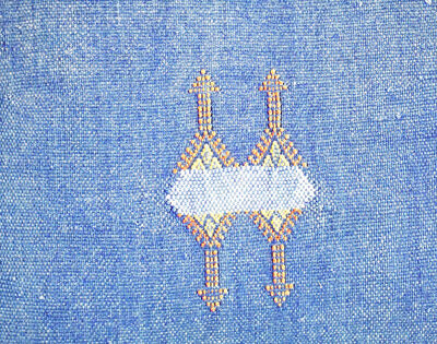 Navy Blue Moroccan Cactus Silk Pillow Cover – Handwoven Sabra Cushion (50×50 cm | 60×40 cm)