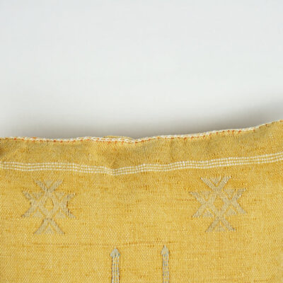 Yellow Moroccan Cactus Silk Pillow Cover – Handwoven Bohemian Sabra with YKK Zipper (19″ × 19″ / 50 × 50 cm)