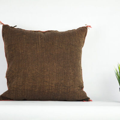 Brown Moroccan Cactus Silk Pillow Cover – Handwoven Bohemian Sabra Cushion (50×50 cm & 60×40 cm)
