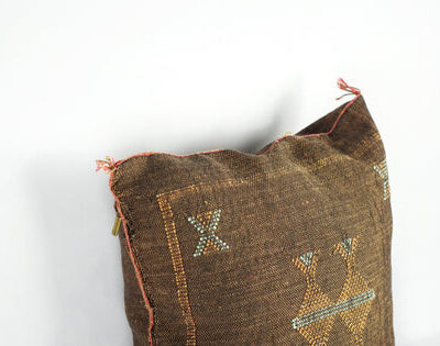 Brown Moroccan Cactus Silk Pillow Cover – Handwoven Bohemian Sabra Cushion (50×50 cm & 60×40 cm)