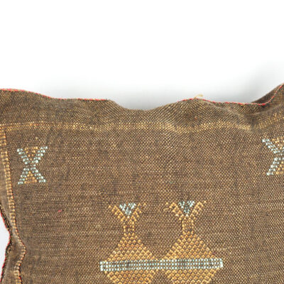 Brown Moroccan Cactus Silk Pillow Cover – Handwoven Bohemian Sabra Cushion (50×50 cm & 60×40 cm)