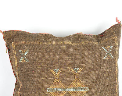 Brown Moroccan Cactus Silk Pillow Cover – Handwoven Bohemian Sabra Cushion (50×50 cm & 60×40 cm)