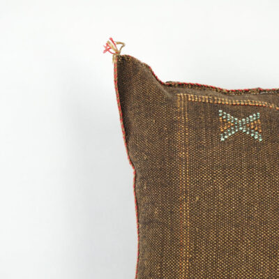Brown Moroccan Cactus Silk Pillow Cover – Handwoven Bohemian Sabra Cushion (50×50 cm & 60×40 cm)