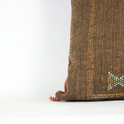 Brown Moroccan Cactus Silk Pillow Cover – Handwoven Bohemian Sabra Cushion (50×50 cm & 60×40 cm)