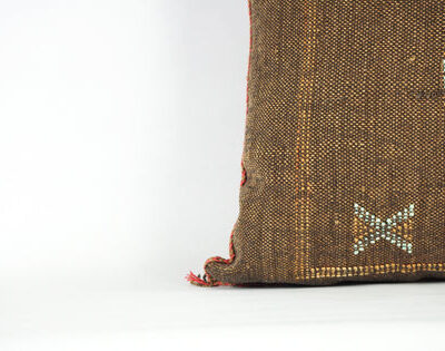 Brown Moroccan Cactus Silk Pillow Cover – Handwoven Bohemian Sabra Cushion (50×50 cm & 60×40 cm)