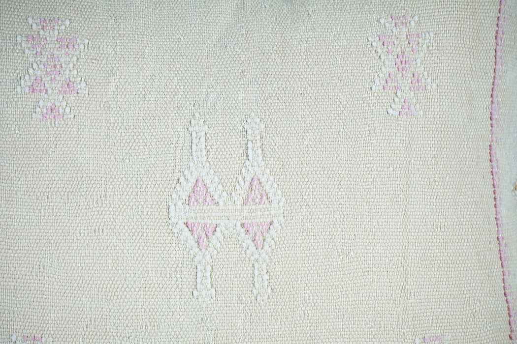 Lovely White Moroccan Cactus Silk Pillow Cover – Bohemian Sabra Cushion with YKK Zipper (50×50 cm / 60×40 cm)