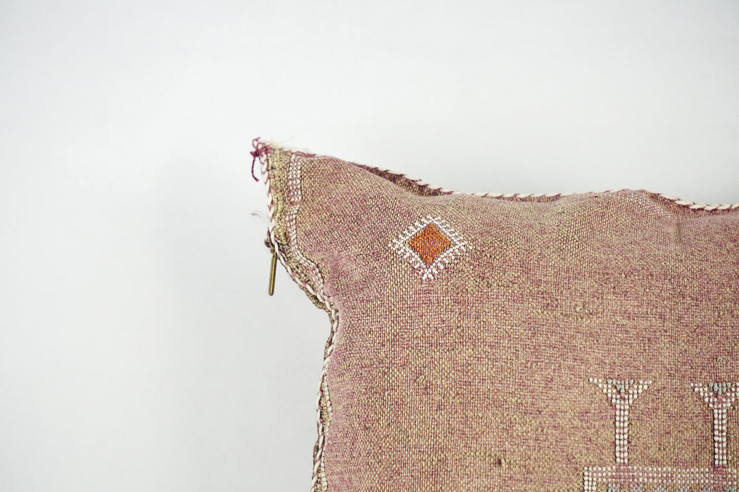 Gorgeous Moroccan Cactus Silk Pillow Cover – Handwoven Sabra Cushion with YKK Zipper