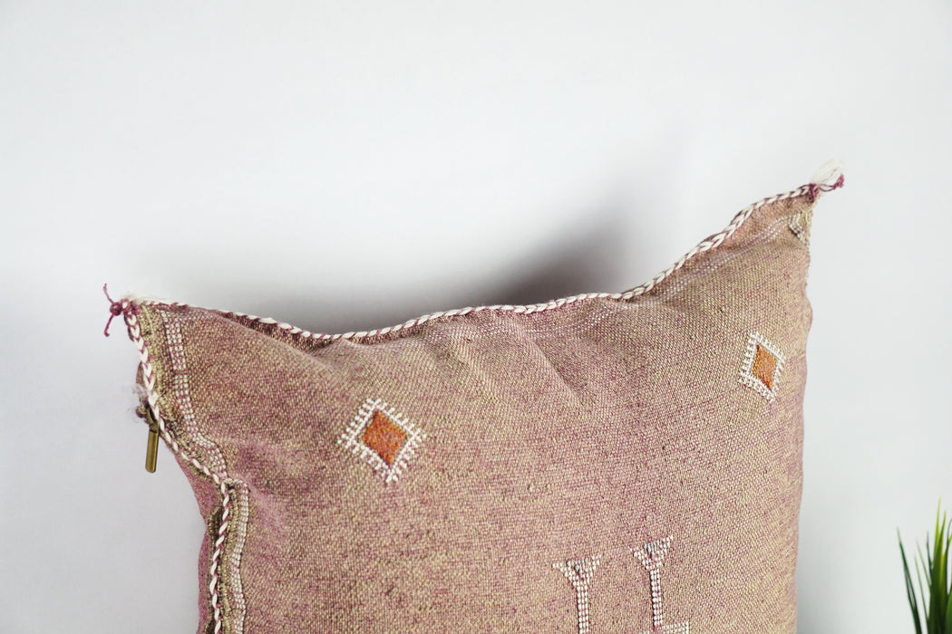 Gorgeous Moroccan Cactus Silk Pillow Cover – Handwoven Sabra Cushion with YKK Zipper
