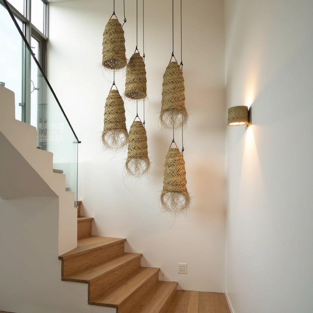 Cylindrical Palm Leaf Pendant Light – Handwoven Moroccan Lampshade (30 × 45 cm)