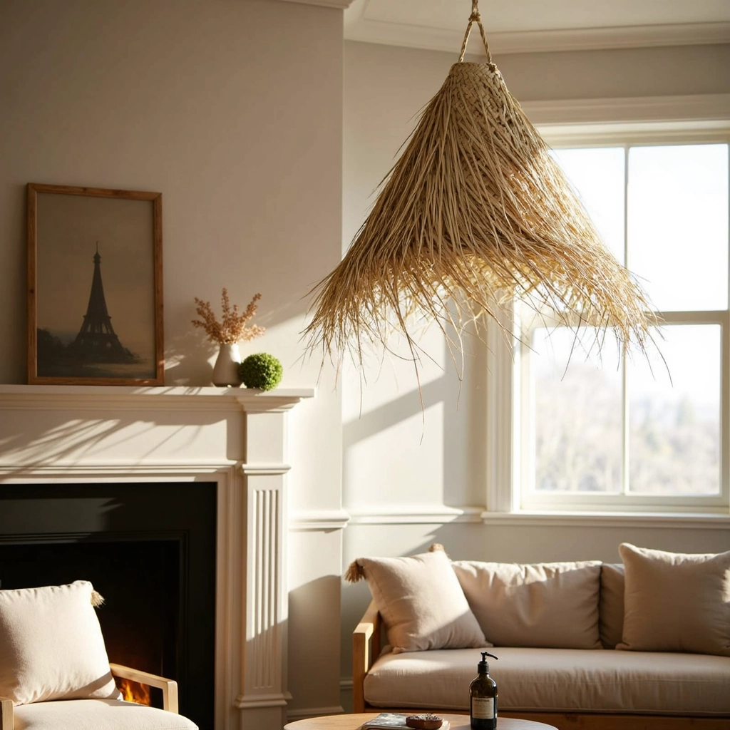 Handwoven Palm Leaf Pendant Light – Moroccan Lampshade (3 Sizes)